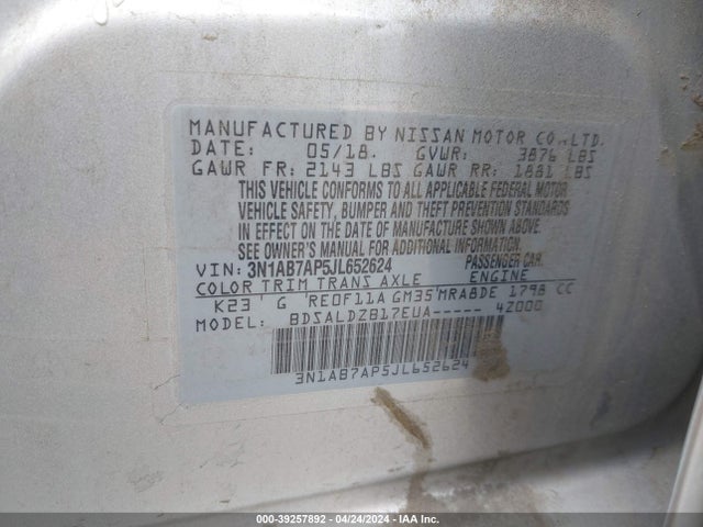 Nissan SENTRA SV 2018 3N1AB7AP5JL652624 Image 9