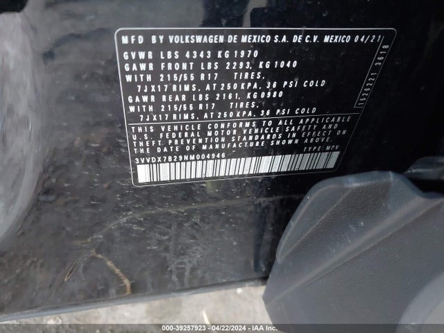 3VVDX7B29NM004946 Volkswagen Taos 1.5t S