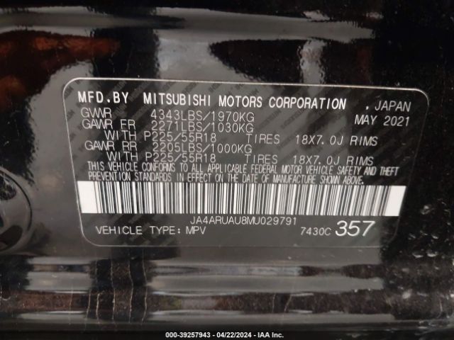 JA4ARUAU8MU029791 Mitsubishi Outlander Sport 2.0 Be Awc/2.0 Es Awc/2.0 Le Awc/2.0 Se Awc