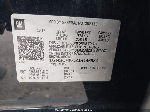 Chevrolet Suburban Lt 2018 1GNSCHKC3JR146984 Image 9