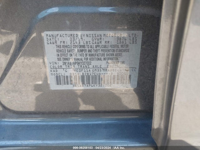 Nissan SENTRA S 2019 3N1AB7AP6KY327002 Image 9