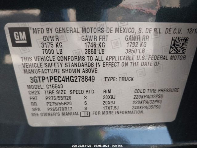 3GTP1PEC4HG278849 GMC Sierra 1500 Denali