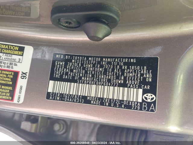 Toyota Corolla Le Eco 2017 5YFBPRHE0HP604772 Image 9
