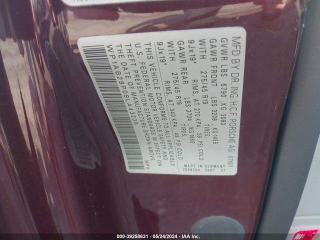 2008 PORSCHE CAYENNE WP1AB29P08LA43238 Photo 8