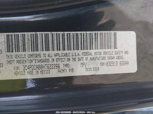 Dodge JOURNEY SE 2017 3C4PDCAB8HT622266 Image 9