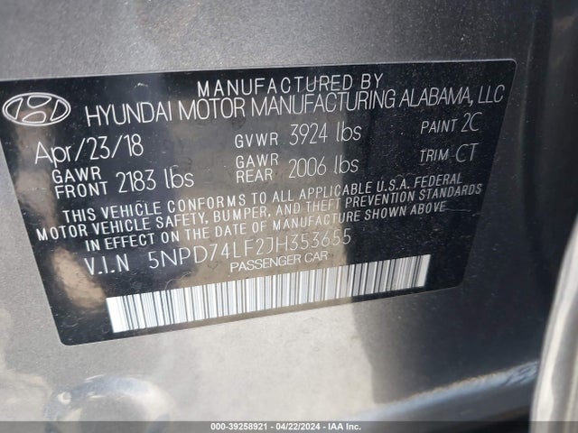 Hyundai ELANTRA SE 2018 5NPD74LF2JH353655 Image 9