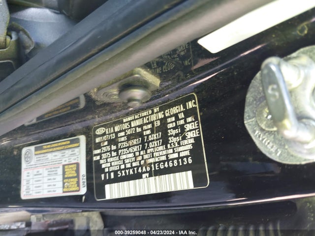 KIA SORENTO LX 2014 5XYKT4A61EG468136 Image 9