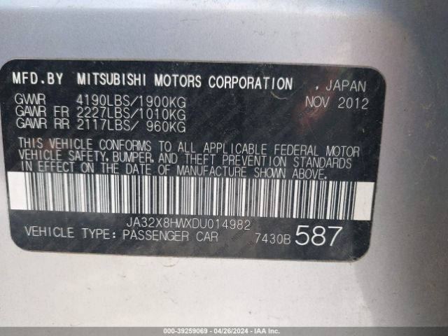 2013 MITSUBISHI LANCER SPORTBACK JA32X8HWXDU014982 Photo 8