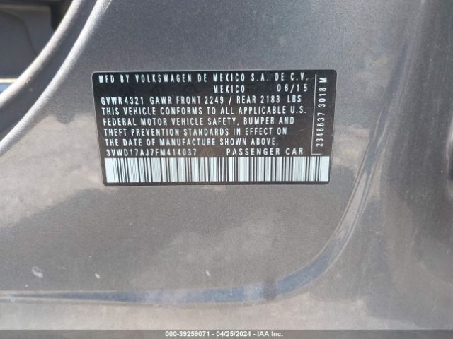 3VWD17AJ7FM414037 Volkswagen Jetta 1.8t Se