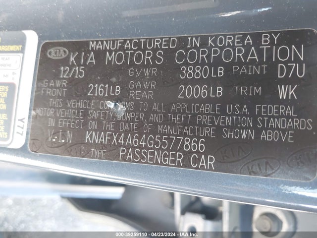 KIA FORTE LX 2016 KNAFX4A64G5577866 Image 9