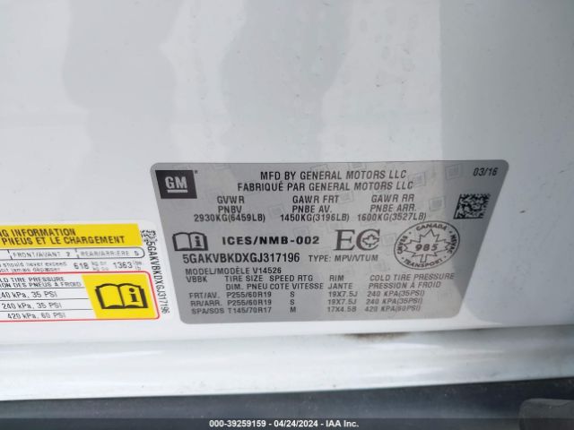 5GAKVBKDXGJ317196 Buick Enclave Leather