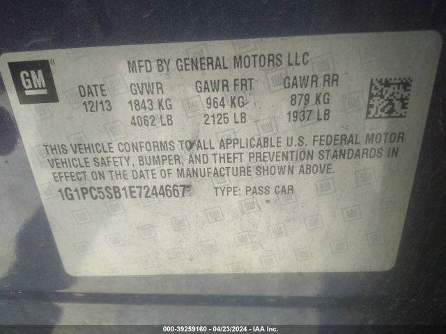 Chevrolet Cruze 1lt Auto 2014 1G1PC5SB1E7244667 Image 9