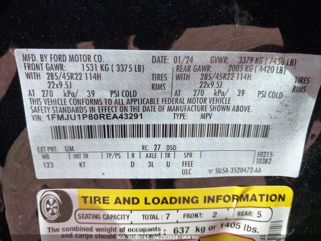 Ford Expedition King Ranch 2024 1FMJU1P80REA43291 Image 9