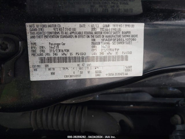 Ford FOCUS SE 2014 1FADP3F25EL107080 Image 9