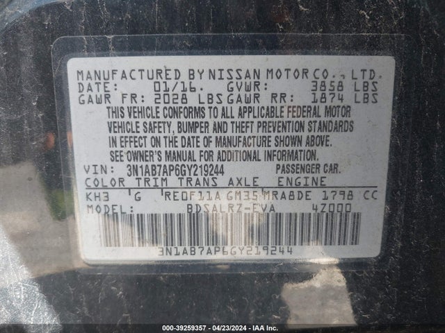 Nissan SENTRA SR 2016 3N1AB7AP6GY219244 Image 9