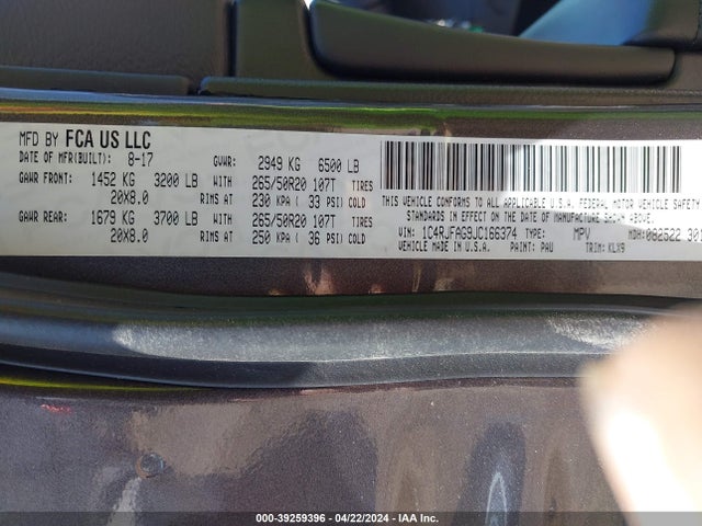 1C4RJFAG9JC166374 Jeep Grand Cherokee Altitude 4x4