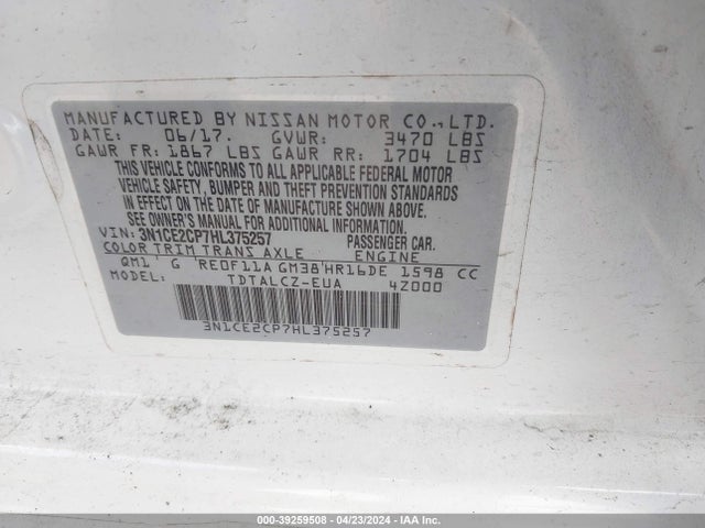 Nissan Versa Note S Plus 2017 3N1CE2CP7HL375257 Image 9