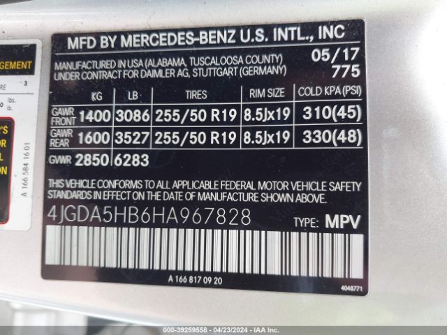4JGDA5HB6HA967828 Mercedes-Benz Gle 350 4matic