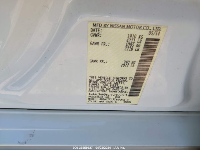 Nissan Altima 2.5 Sv 2014 1N4AL3AP0EC426551 Image 9