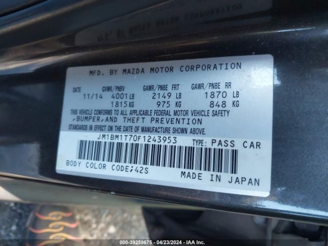 JM1BM1T70F1243953 Mazda Mazda3 I Sv