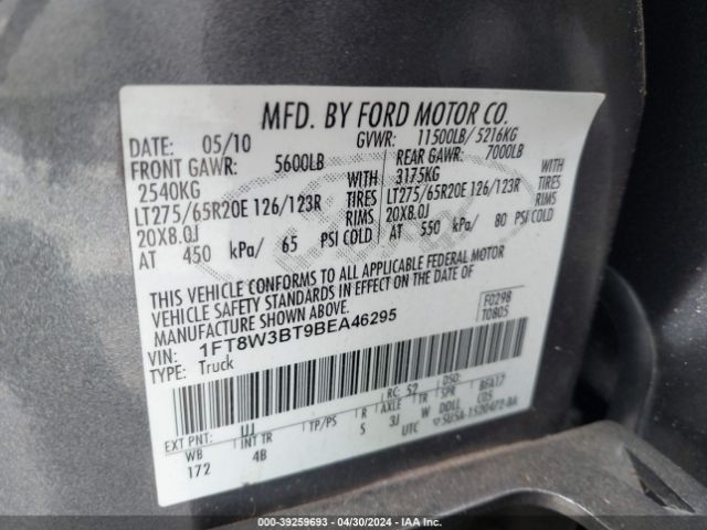 2011 FORD F-350 1FT8W3BT9BEA46295 Photo 8