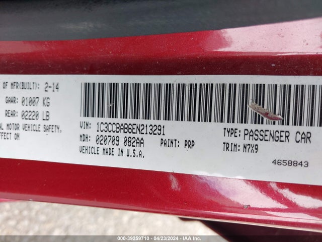 1C3CCBAB6EN213291 Chrysler 200 LX