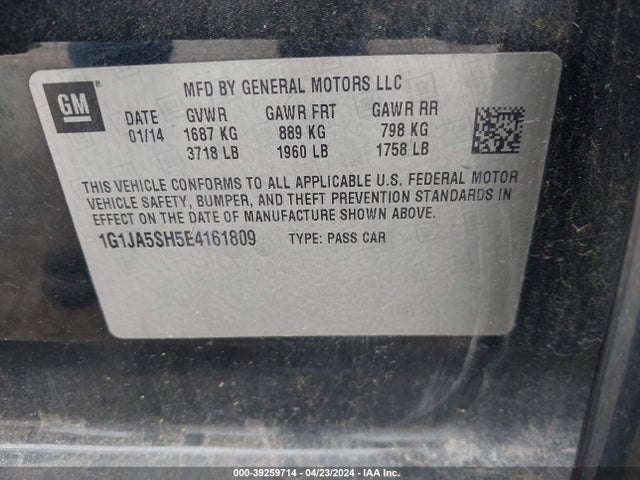Chevrolet Sonic Ls Auto 2014 1G1JA5SH5E4161809 Image 9