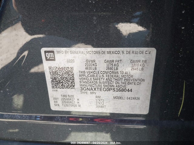Chevrolet Equinox Awd 2fl 2023 3GNAXTEG0PS168044 Image 9