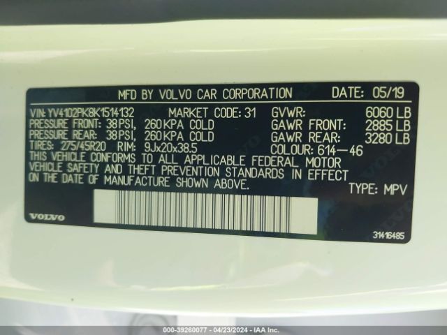 YV4102PK8K1514132 Volvo Xc90 T5 Momentum