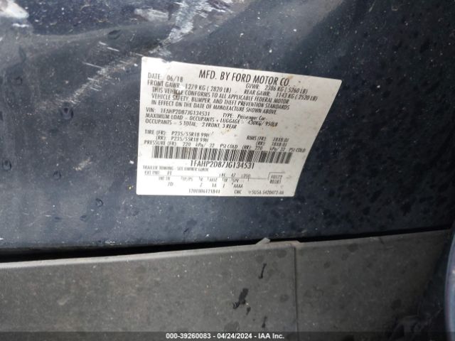 1FAHP2D87JG134531 Ford TAURUS SE