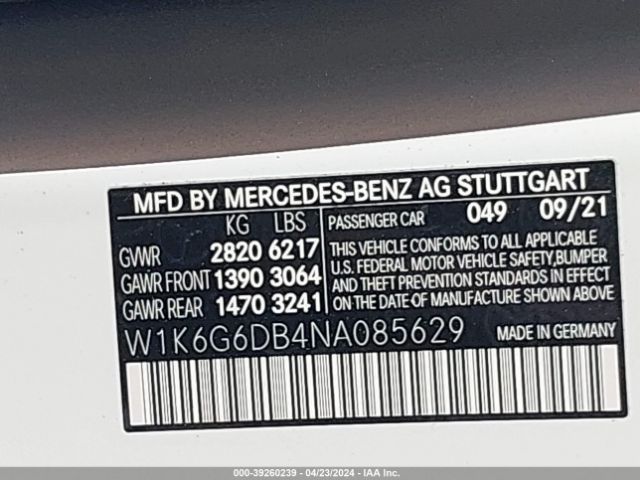 W1K6G6DB4NA085629 Mercedes-Benz S 500 4matic