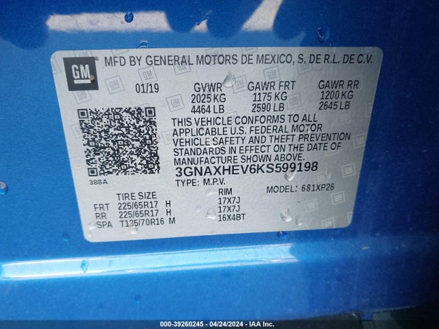 Chevrolet EQUINOX LS 2019 3GNAXHEV6KS599198 Image 9