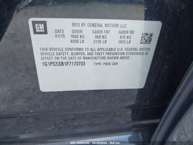 Chevrolet Cruze 1lt Auto 2015 1G1PC5SB1F7170703 Image 9