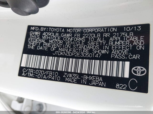 Toyota PRIUS PLUG-IN 2014 JTDKN3DP2E3050147 Image 9