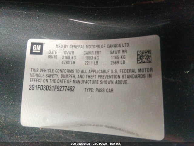 Chevrolet Camaro 1lt 2015 2G1FD3D31F9277462 Image 9