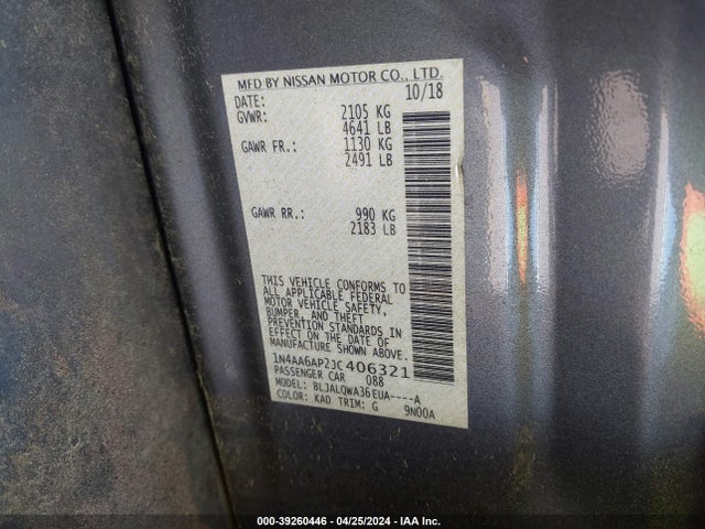 Nissan Maxima 3.5 S 2018 1N4AA6AP2JC406321 Image 9