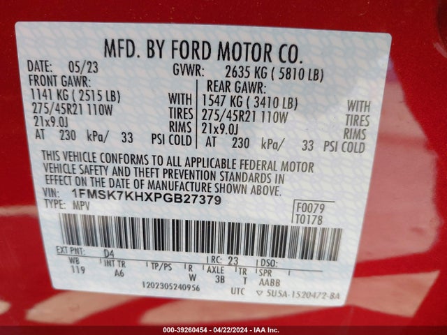 Ford Explorer St-line 2023 1FMSK7KHXPGB27379 Image 9