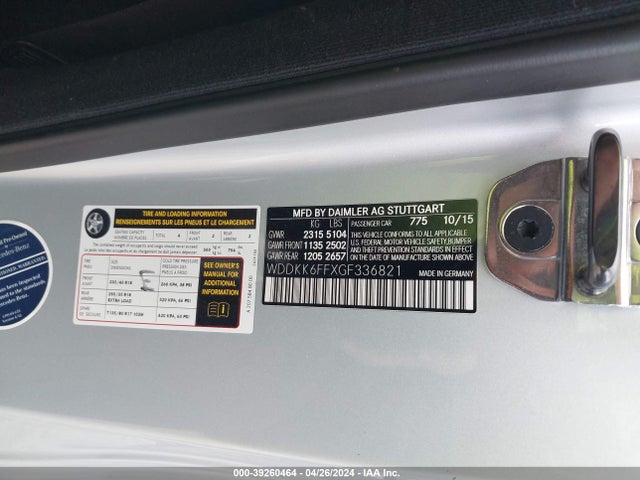 WDDKK6FFXGF336821 Mercedes-Benz E 400