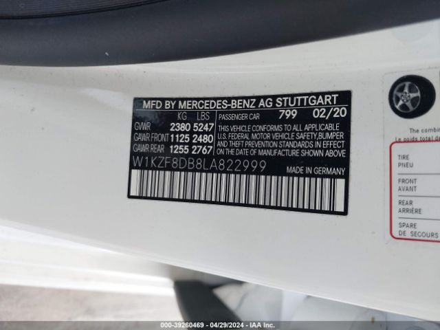W1KZF8DB8LA822999 Mercedes-Benz E 350