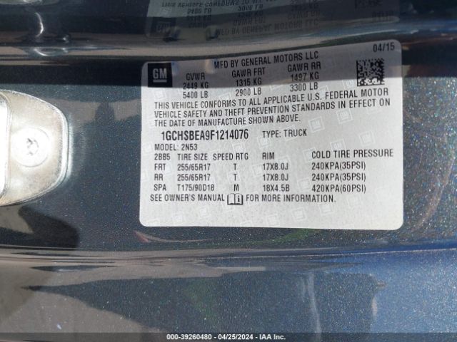 1GCHSBEA9F1214076 Chevrolet Colorado Lt