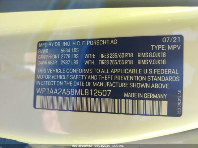 WP1AA2A58MLB12507 Porsche Macan