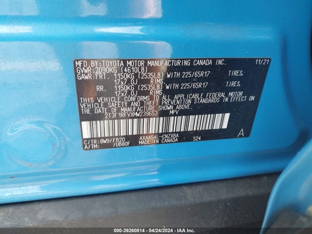 Toyota RAV4 LE 2021 2T3F1RFVXMW239653 Image 9