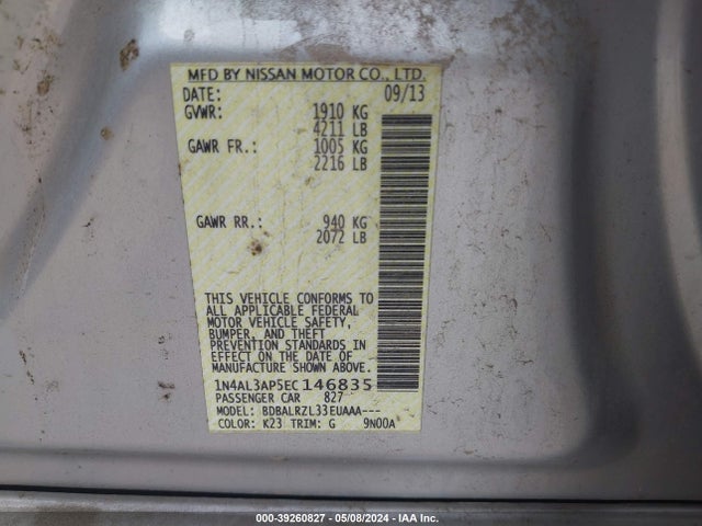 Nissan Altima 2.5 S 2014 1N4AL3AP5EC146835 Image 12