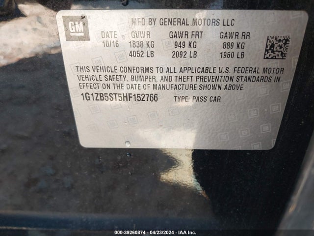 Chevrolet MALIBU LS 2017 1G1ZB5ST5HF152766 Image 9