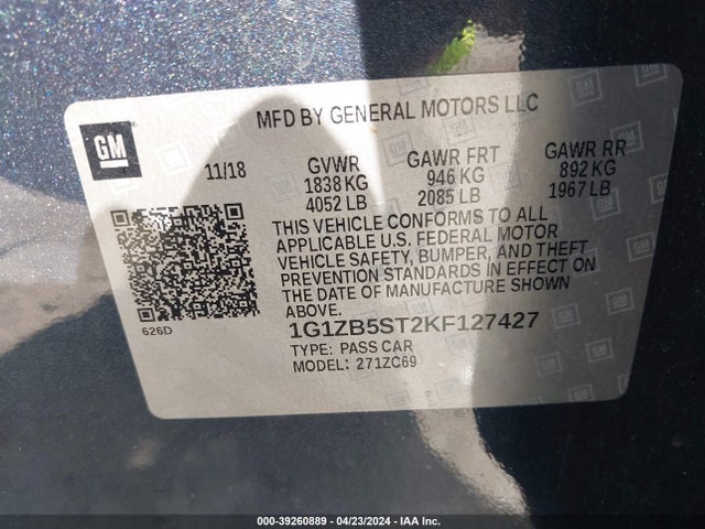 Chevrolet Malibu 1ls 2019 1G1ZB5ST2KF127427 Image 9