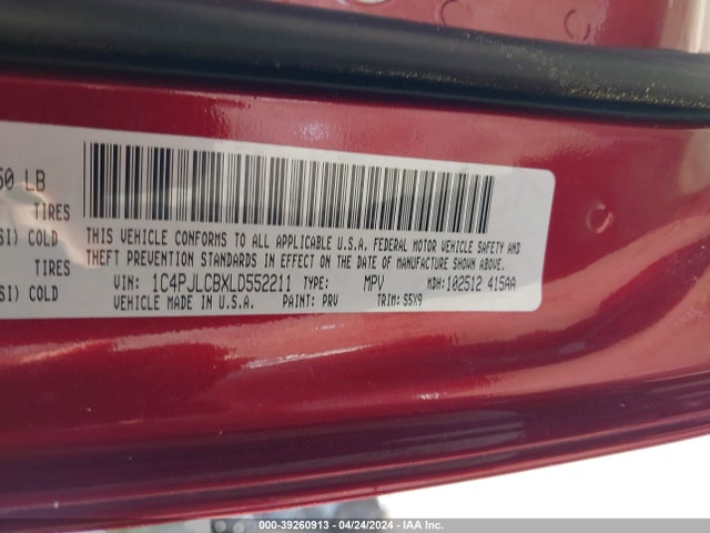 1C4PJLCBXLD552211 Jeep Cherokee Latitude Fwd