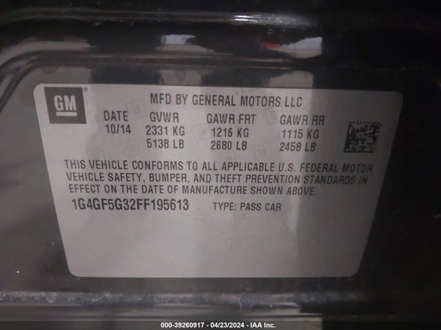 1G4GF5G32FF195613 Buick Lacrosse Premium Ii