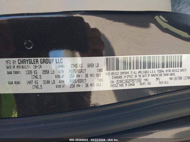 2C4RC1BG2FR571552 Chrysler Town & Country Touring