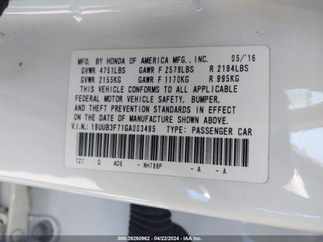 19UUB3F71GA003495 Acura Tlx V6 Advance