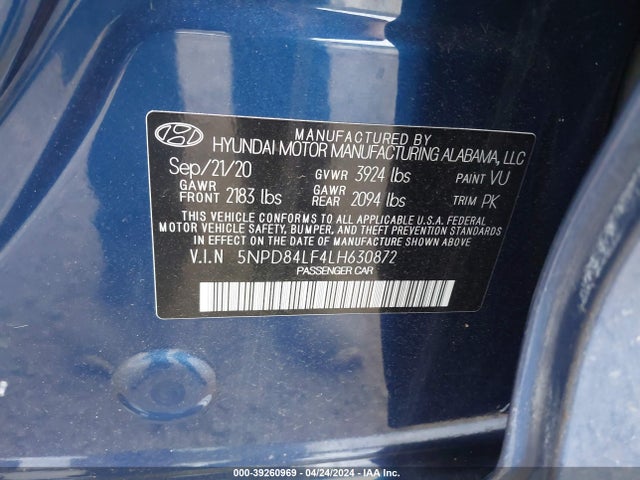 Hyundai ELANTRA SEL 2020 5NPD84LF4LH630872 Image 9